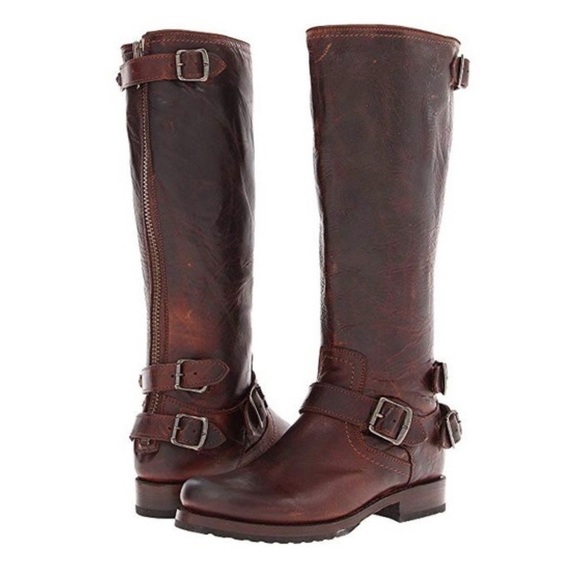 SALE FRYE Veronica Slouch Brown Leather Engineer Boots- LK NEW - Picture 8 of 14